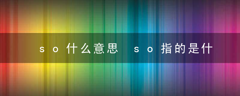 so什么意思 so指的是什么